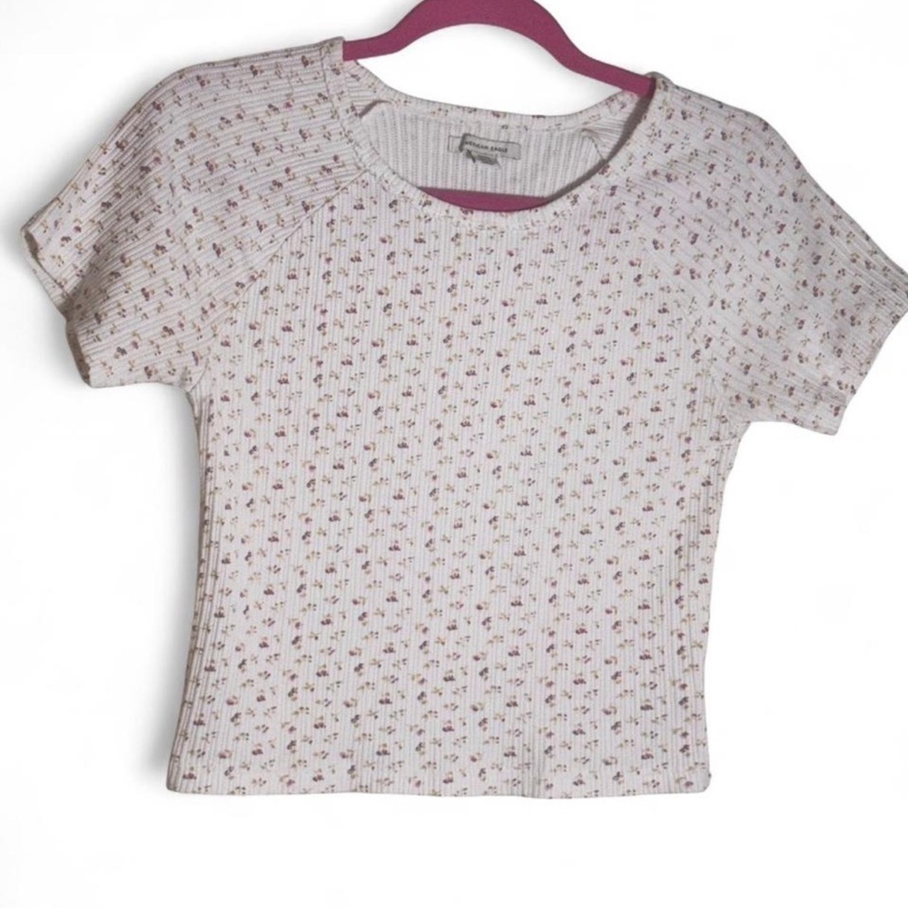 American Eagle Outfitters Floral Ribbed Crop Top
